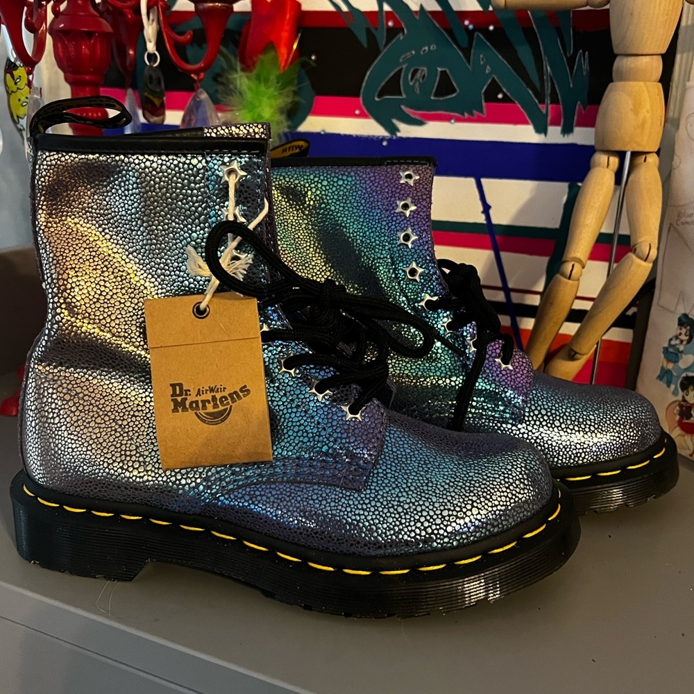 Rainbow Ray suede Dr. Martens boots new with tags